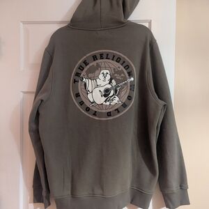 True Religion Buddha Logo Zip Hoodie In Olive
